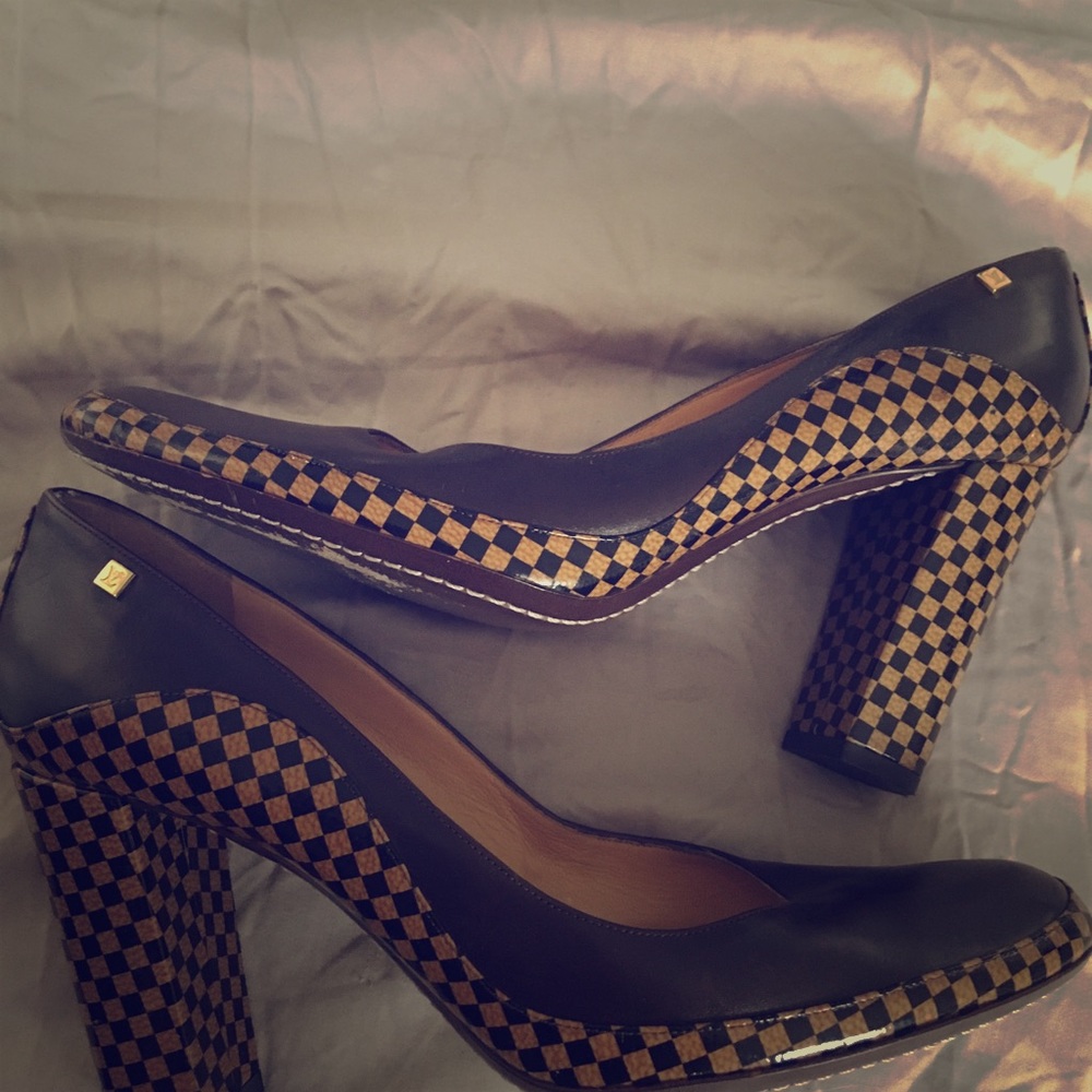 LV block heeled shoes
